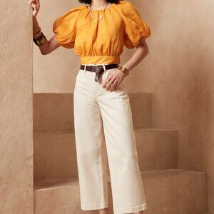 BANANA REPUBLIC | NWT - High Waisted White Wide Leg Crop Jeans | Size 30/10